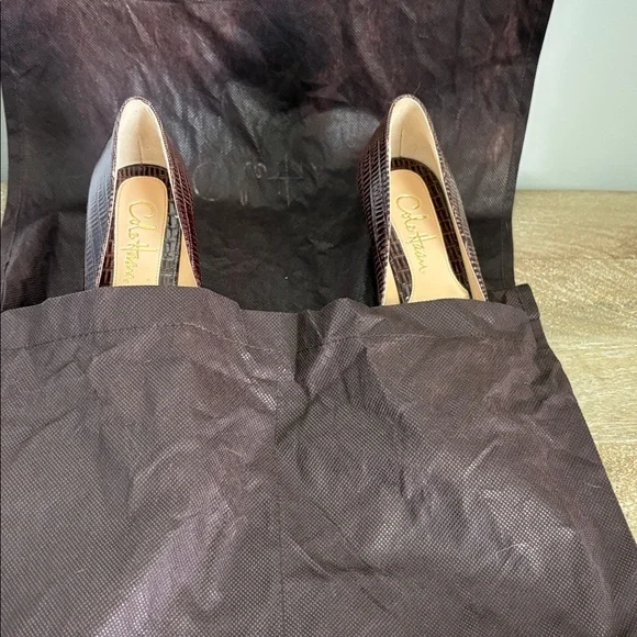 NWOT Elegant Cole Haan Brown Open Toe Pumps 7 - Picture 7 of 10